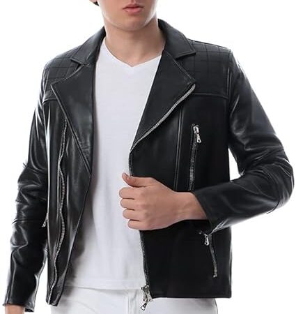 Fashion 100% Genuine Leather Jacket - Black (Harley Motorcyclists)
