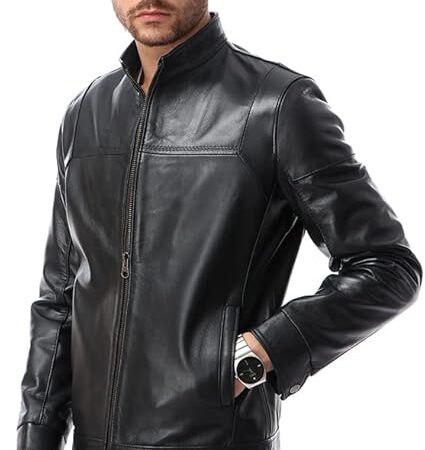Elegant Genuine Leather Winter Jacket - BlackC11